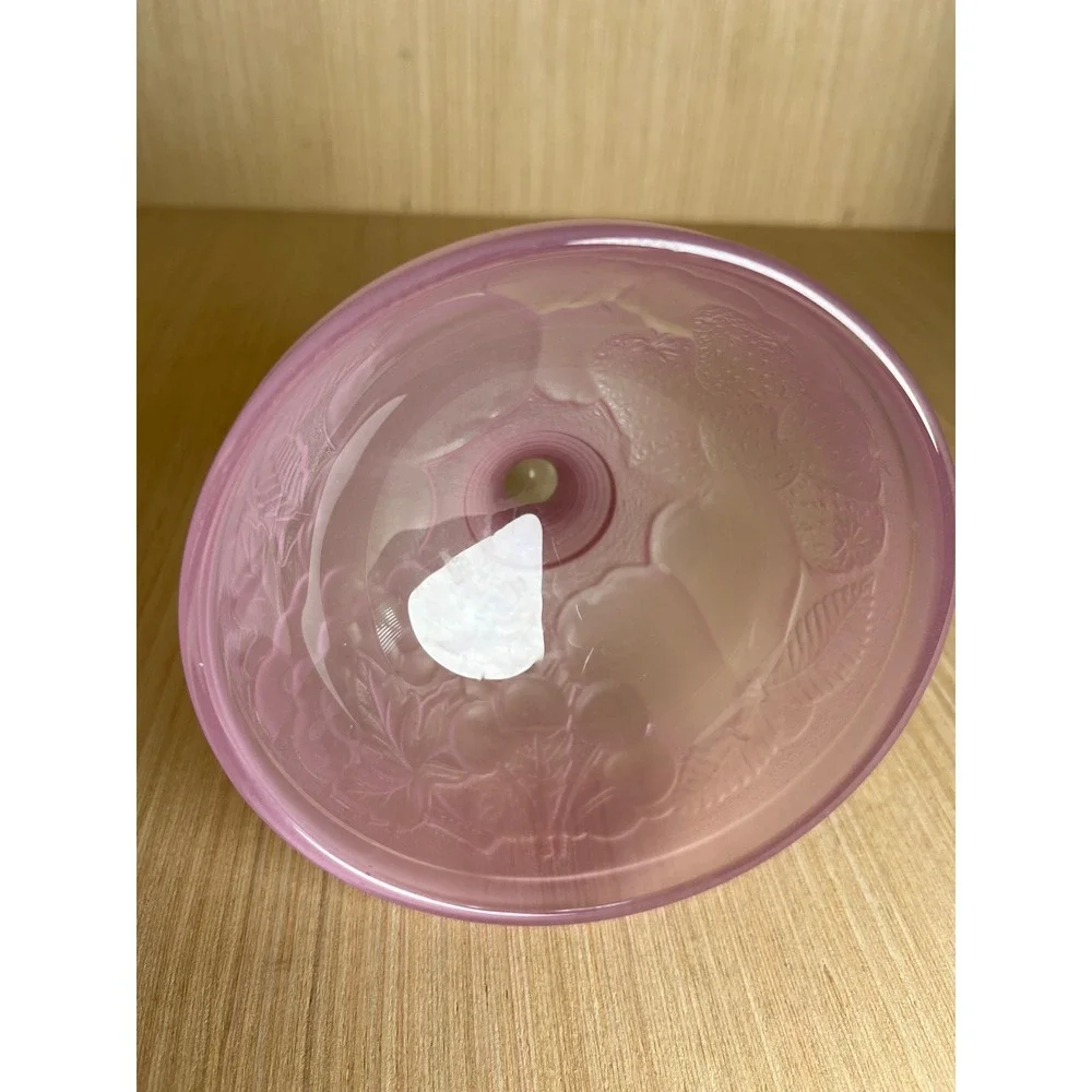 Vintage Luminarc France Frosted Pink Glass Fruit Embossed Dessert Sherbet Bowl